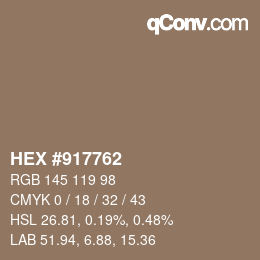 Color code: HEX #917762 | qconv.com