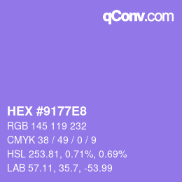 Color code: HEX #9177E8 | qconv.com