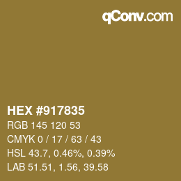 カラーコード: HEX #917835 | qconv.com