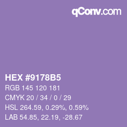 颜色代码: HEX #9178B5 | qconv.com