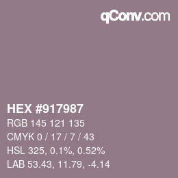 Code couleur: HEX #917987 | qconv.com