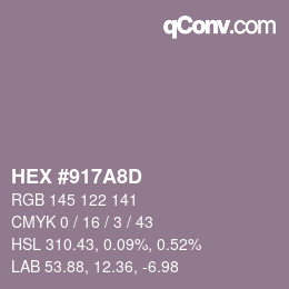 カラーコード: HEX #917A8D | qconv.com