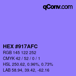 カラーコード: HEX #917AFC | qconv.com