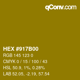 カラーコード: HEX #917B00 | qconv.com
