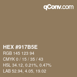 Farbcode: HEX #917B5E | qconv.com