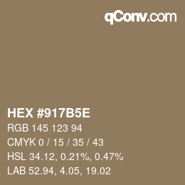 Code couleur: HEX #917B5E | qconv.com