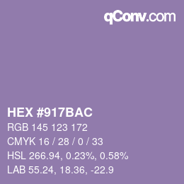 Color code: HEX #917BAC | qconv.com