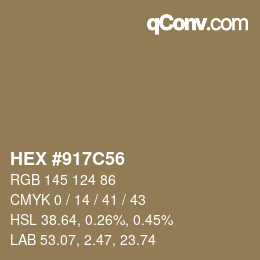 Color code: HEX #917C56 | qconv.com