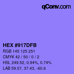 カラーコード: HEX #917DFB | qconv.com