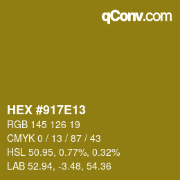 カラーコード: HEX #917E13 | qconv.com
