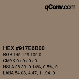 Color code: HEX #917E6D00 | qconv.com