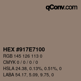 Color code: HEX #917E7100 | qconv.com