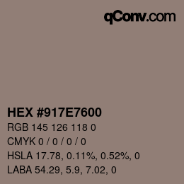 Color code: HEX #917E7600 | qconv.com