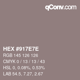 Farbcode: HEX #917E7E | qconv.com