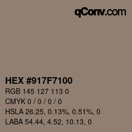Color code: HEX #917F7100 | qconv.com