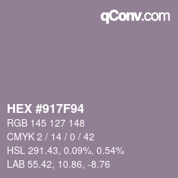 カラーコード: HEX #917F94 | qconv.com