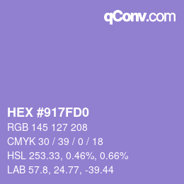 Color code: HEX #917FD0 | qconv.com
