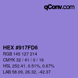 カラーコード: HEX #917FD6 | qconv.com