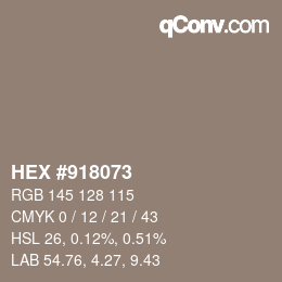 カラーコード: HEX #918073 | qconv.com
