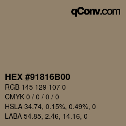 Color code: HEX #91816B00 | qconv.com