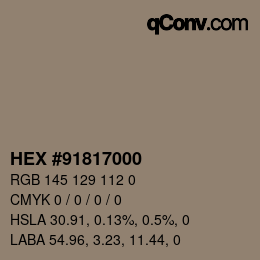 Color code: HEX #91817000 | qconv.com