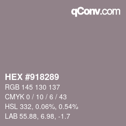 颜色代码: HEX #918289 | qconv.com