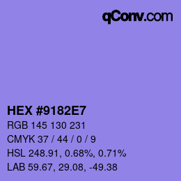 カラーコード: HEX #9182E7 | qconv.com