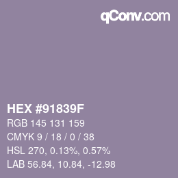 カラーコード: HEX #91839F | qconv.com