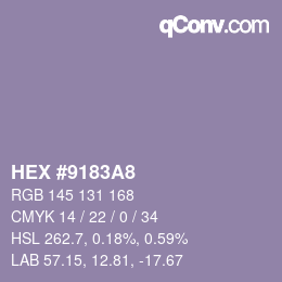 カラーコード: HEX #9183A8 | qconv.com
