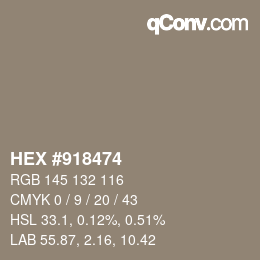 Color code: HEX #918474 | qconv.com