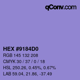 Color code: HEX #9184D0 | qconv.com