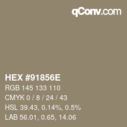 Color code: HEX #91856E | qconv.com