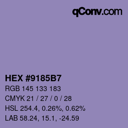 颜色代码: HEX #9185B7 | qconv.com