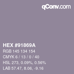 Color code: HEX #91869A | qconv.com