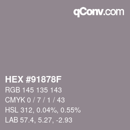 Color code: HEX #91878F | qconv.com