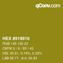 Color code: HEX #918816 | qconv.com