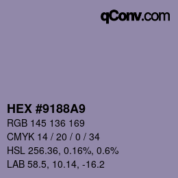 カラーコード: HEX #9188A9 | qconv.com