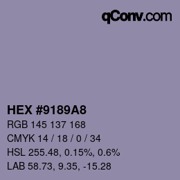 Color code: HEX #9189A8 | qconv.com