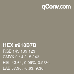 Color code: HEX #918B7B | qconv.com