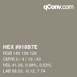 Farbcode: HEX #918B7E | qconv.com