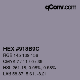 Farbcode: HEX #918B9C | qconv.com