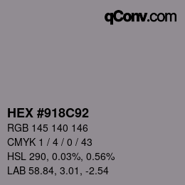 Color code: HEX #918C92 | qconv.com