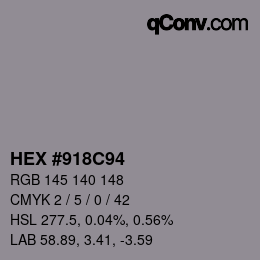 颜色代码: HEX #918C94 | qconv.com