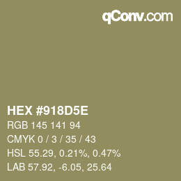 Farbcode: HEX #918D5E | qconv.com