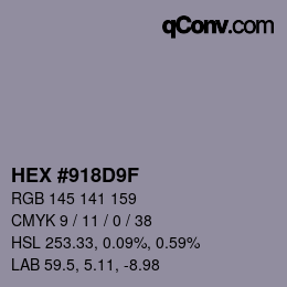 Color code: HEX #918D9F | qconv.com