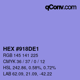 カラーコード: HEX #918DE1 | qconv.com