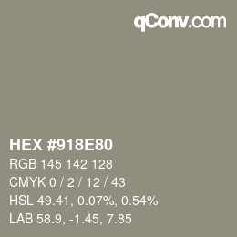 カラーコード: HEX #918E80 | qconv.com