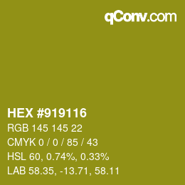 カラーコード: HEX #919116 | qconv.com