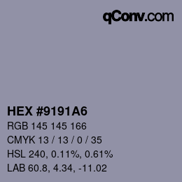 Color code: HEX #9191A6 | qconv.com