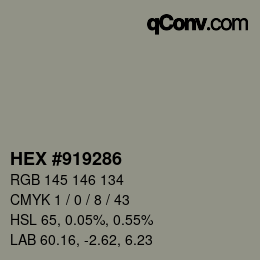 Farbcode: HEX #919286 | qconv.com